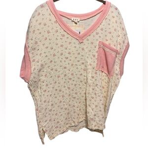 BellanBlue Pink and Cream Floral Knit Top